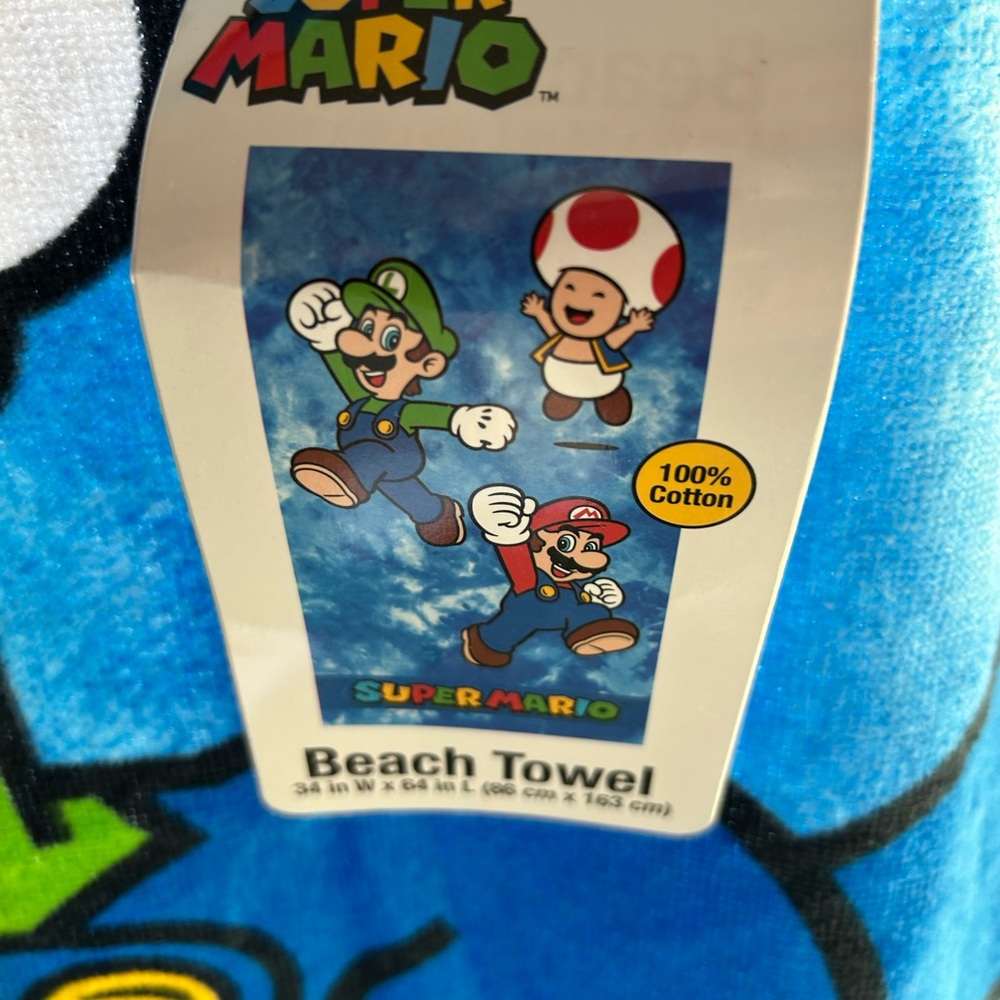 Nintendo Super Mario Blue Beach Towel - Picture 2 of 3